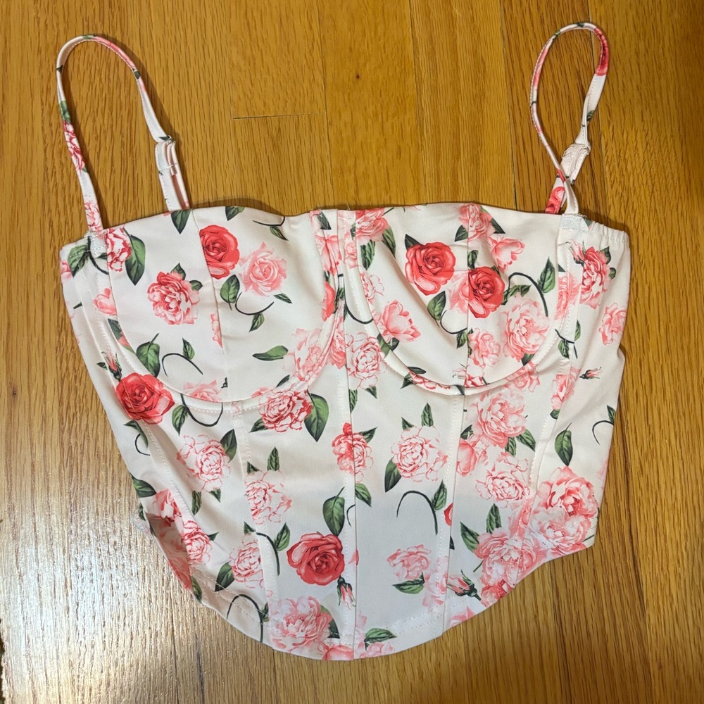 Corset Pink and White Rose Going Out top size small